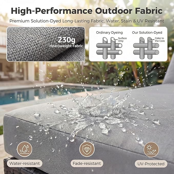 Nicesoul 6 Piece L Shaped Outdoor Patio Set with Firepit Table Natural Gas & Propane Convertible, 29.3'' High-Back Rattan Sectional Sofa, All Weather Deep Seats XL Large Conversation for Outside, Grey