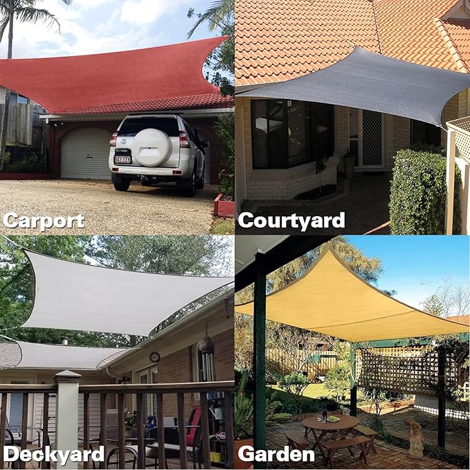 KANAGAWA 21'X24' Cream Custom Size Sun Shade Sail Rectangle UV Block Canopy Cover for Patio Backyard Lawn Garden Outdoor (Customized Available)