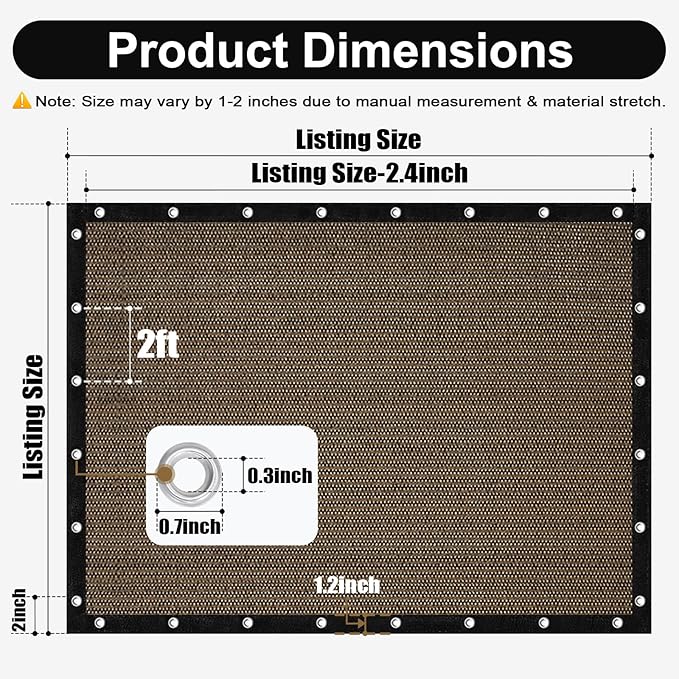 Artpuch 90% Sun Shade Cloth, 4 x 10 FT Pergola Shade Cover Canopy with Grommets, Sun Screen Fabric Tarp for Patio, Outdoor, Garden, Backyard, Mocha