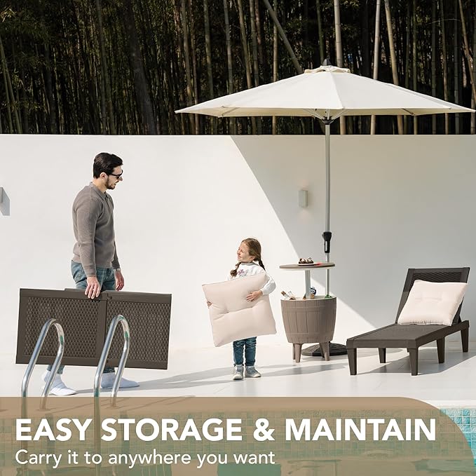 Devoko Outdoor Chaise Lounge Chair Set of 2 for Outside Pool Patio, Adjustable Waterproof Easy Assembly Chaise Lounge Outdoor (Deep Brown, Set of 2)