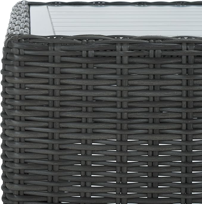 SAFAVIEH Couture Collection Margarita Dark Grey Faux Wicker Rectangle Indoor/Outdoor Coffee Table (Fully Assembled)