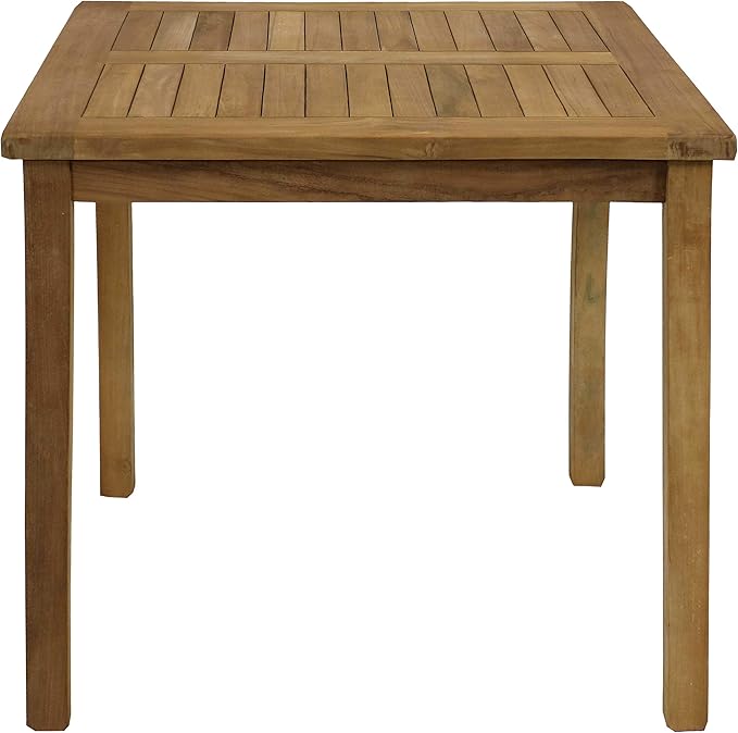 Sunnydaze Solid Teak Wood Outdoor Dining Table - Wooden Patio Table - Square - 32 Inches Long - Natural Brown Wood Stain Finish