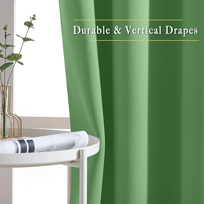 NICETOWN Blackout Curtains 84 Inch Length, Thermal Insulated Room Darkening Drapes Grommet Window Covering for Living Room Bedroom (W52 x L84 Inch, 1 Panel, Froest Green)