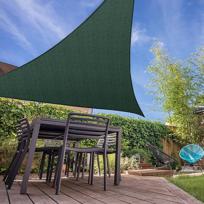 E&K Sunrise 10' x 10' x 10' Sun Shade Sail Triangle Canopy Shade Cover UV Block for Patio Backyard Garden Outdoor (Green)