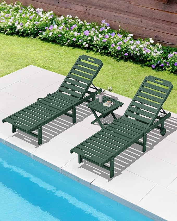 SERWALL Folding Outdoor Side Table Set of 6, Adirondack End Table, Green
