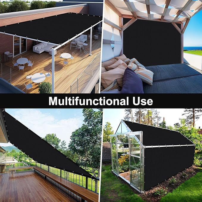 Artpuch 90% Sun Shade Cloth, 8 x 12 FT Pergola Shade Cover Canopy with Grommets, Sun Screen Fabric Tarp for Patio, Outdoor, Garden, Backyard, Black