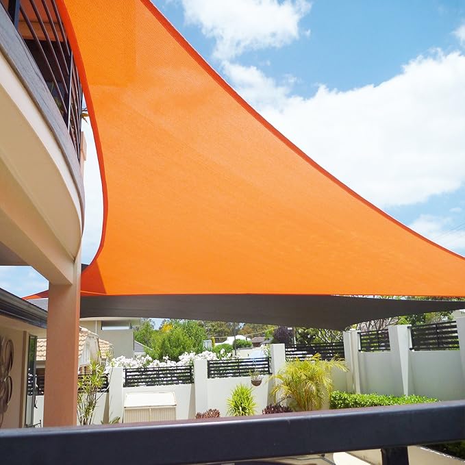 E&K Sunrise 25' x 25' x 25' Sun Shade Sail Triangle Canopy Shade Cover UV Block for Patio Backyard Garden Outdoor (Orange)
