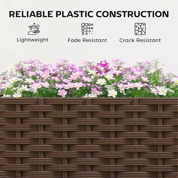 Outsunny Raised Garden Bed with Trellis, 46.5" Tomato Cage with Crop Cage, Self Watering Planter Box with Drainage Holes and Plugs for Outdoor Patio Climbing Plants, Vines, Vegetables, Flowers, White