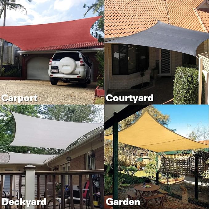 KANAGAWA Sun Shade Sail 20'x20' Sand Rectangle UV Block Canopy Awning Shelter Fabric Cloth Screen for Outdoor Patio Garden Backyard