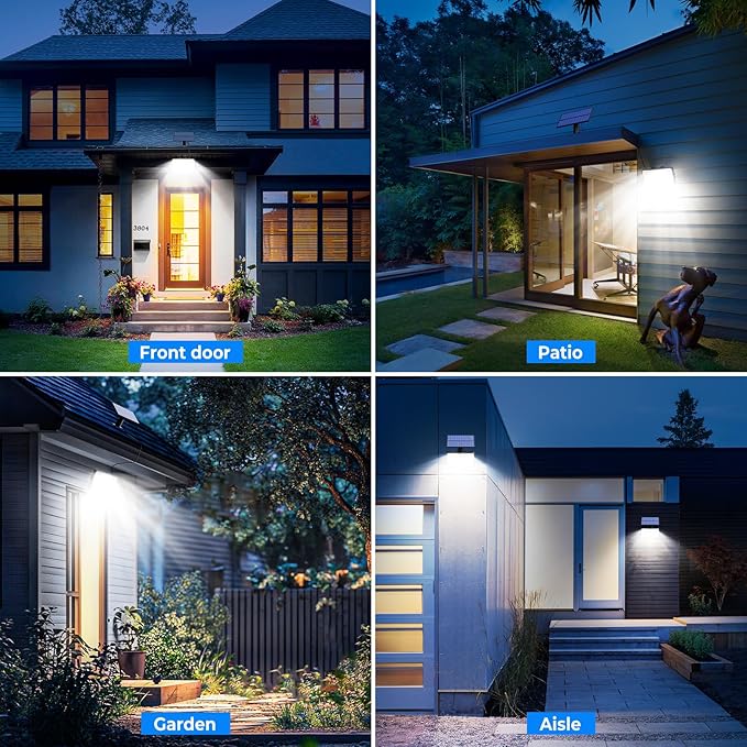 Peasur Solar Motion Lights Outdoor, 318 LED Solar Security Light with 3 Modes, IP65 Waterproof Powered Flood Lights for Outside Garden Patio Garage Yard Backyard