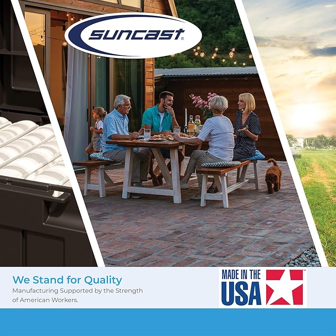 Suncast Outdoor Wicker Love Seat with 23-Gallon Storage, Comfortable Seating for Two, Ergonomic Back Support, All-Weather Furniture for Patio, Deck, and Garden, Ice Cube