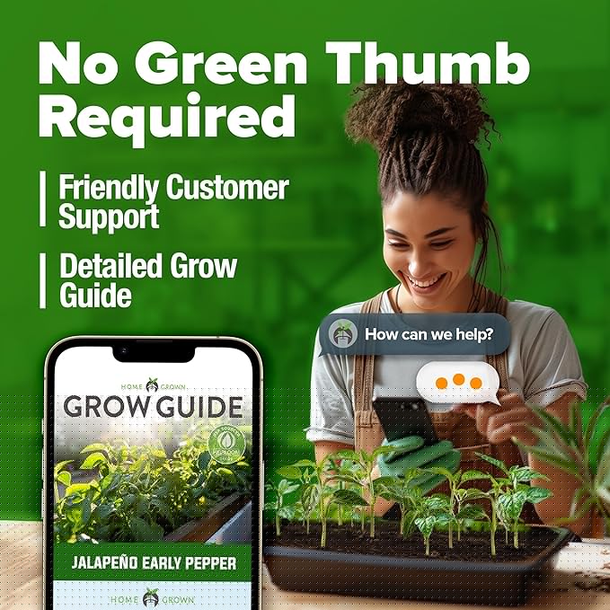 HOME GROWN Jalapeno Pepper Seeds 258+ Heirloom Non-GMO Seeds for Planting, High Germination, Mild to Medium Heat Hot Peppers, Heavy Producer, Perfect for Salsa & Pickling (Capsicum annuum)