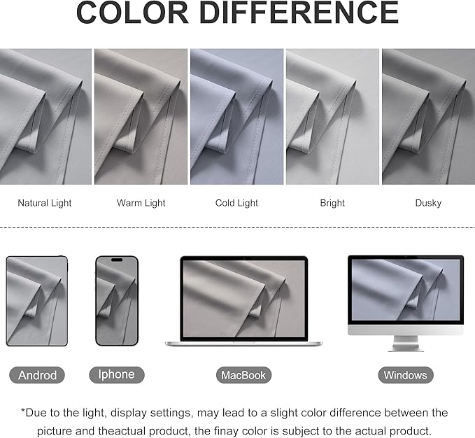 RYB HOME Outdoor Curtains for Patio Waterproof Block Sunlight Thermal Insulated Privacy Assured Thick Outside Curtains for Pergola, Deck, Gazebo, W52 x L108, Light Grey, 1 Panel
