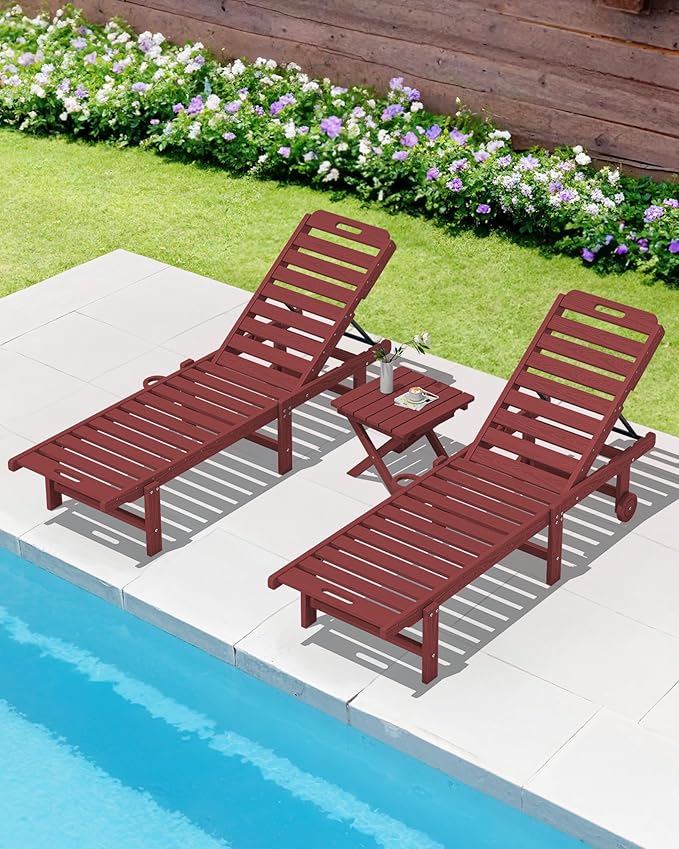 SERWALL Folding Outdoor Side Table Set of 4, Small Adirondack Side Table, Red