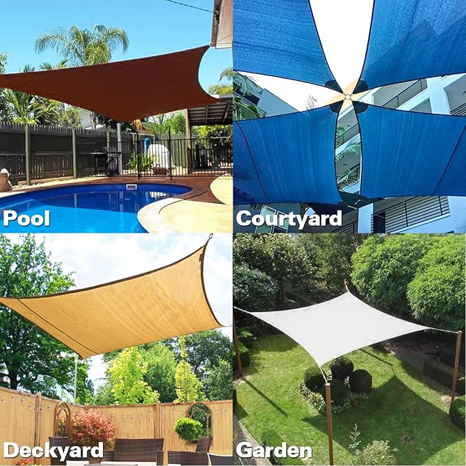 KANAGAWA 6'X12' Dark Green Custom Size Sun Shade Sail Rectangle UV Block Canopy Cover for Patio Backyard Lawn Garden Outdoor (Customized Available)