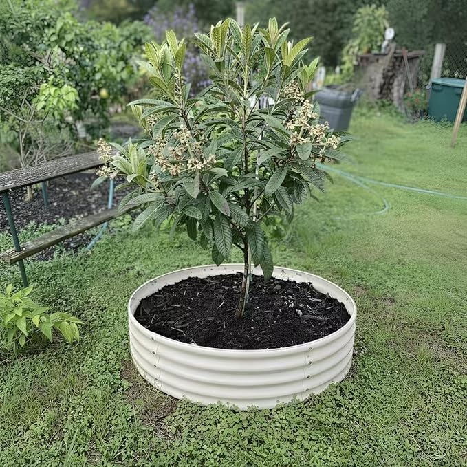 Round Galvanized Raised Garden Bed, 3x3x1FT Heavy Duty Modular Metal Planter Box, Easy DIY Assembly, Above Ground Gardening Bed for Vegetables, Flowers & Herbs
