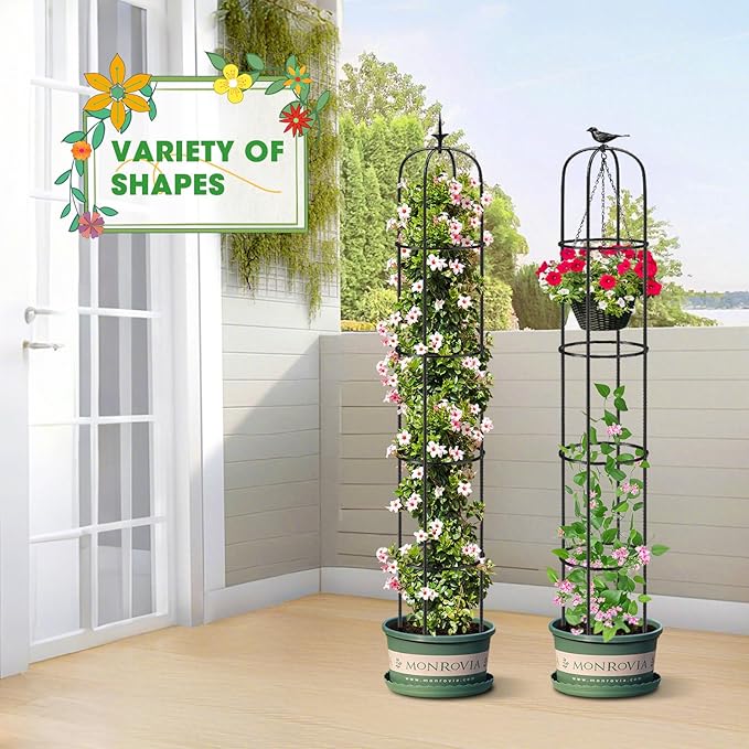 Tower Obelisk Garden Trellis for Climbing Plant,6.3FT/75.6" Rustproof Metal Potted Plant Climbing Support for Indoor Outdoor Flowers Vegetable Fruits Vines Support (2PCS)