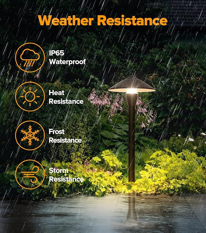 LUTEC 12V Low Voltage Pathway Lights, Die-cast Aluminum Pathway Lights with Connectors,IP65 Waterproof Outdoor Landscape Lighting, 3W 240LM Warm White 3000K for Path, Yard, Garden, 4 Pack