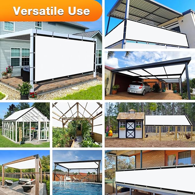 Artpuch Outdoor Pergola Shade Cover 6' X 18' Sun Shade Cloth with Grommets, 90% UV Protection Canopy Patio Privacy Screen (Customized Available) GN107, White