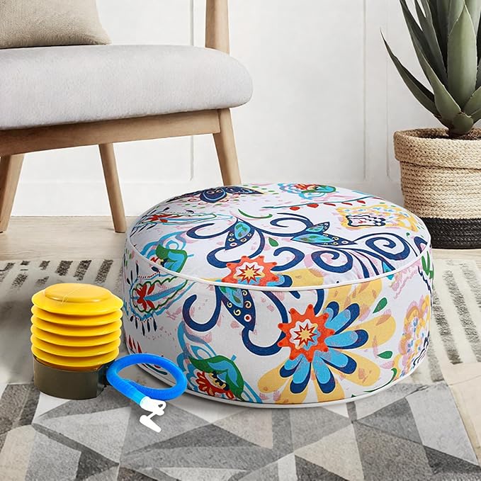 UPWELL Waterproof Inflatable Outdoor Ottoman Pouf,Portable Patio Footrest, Durable & Stylish, Perfect for Garden, Pool, Camping & Home Use - D20 xH9(ZenBase)