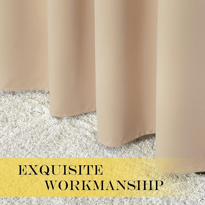 NICETOWN 72 inch Sliding Door Curtain for Bedroom, Grommet Thermal Insulated Window Treatment Room Darkening Sound Reducing for Home Office, Biscotti Beige, 1 Panel, W100 x L72