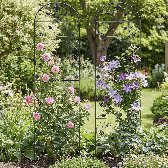 Trellis for Climbing Plants Outdoor, (2 Pack 70.8x19.6-inch), Generic Metal Garden Trellis, Rustproof, Easy Assembly,(Black)