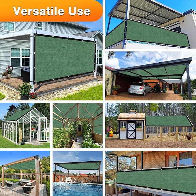 Artpuch Outdoor Pergola Shade Cover 11' X 11' Sun Shade Cloth with Grommets, 90% UV Protection Canopy Patio Privacy Screen (Customized Available) GN107, Green