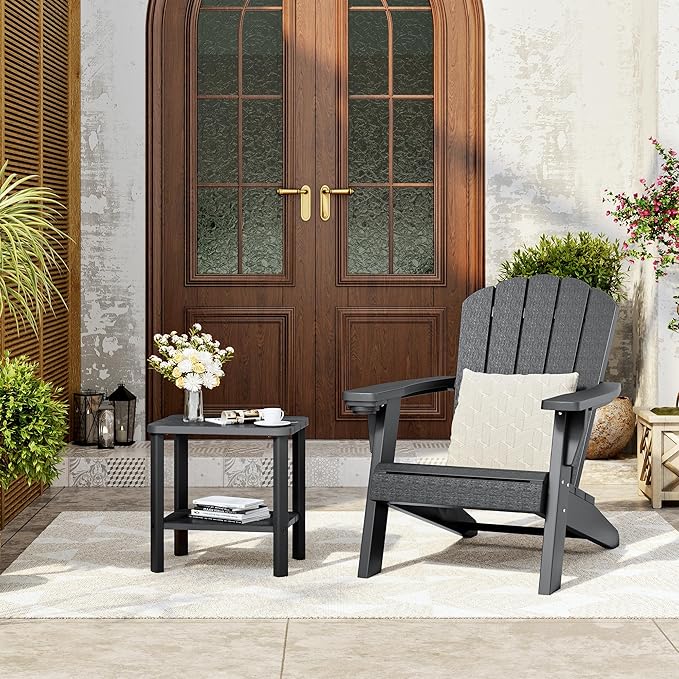 NUNU LAB Outdoor Chaise Lounge Chair Set of 3(2 of Chair and 1 of Side Table),Waterproof Patio Lawn Chairs Lounge Outside,5-Positions Adjustable Pool Lounge Chair for Garden Beach Poolside,Grey