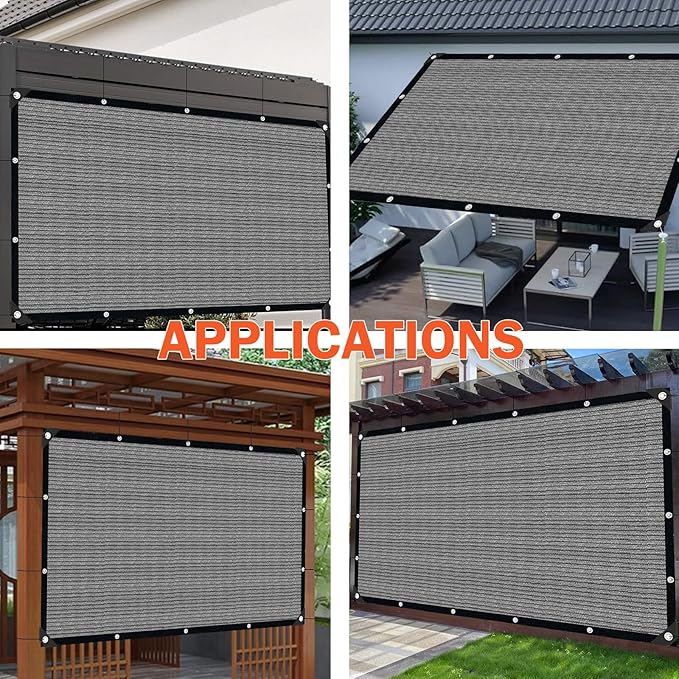 Sun Shade Cloth with Grommets,90% UV Protection Shade Fabric,Pergola Shade Cover Canopy Fence Privacy Screen Balcony,Sunshades for Patio Pergola Garden Backyard Porch Outdoor,Grey-3x6FT