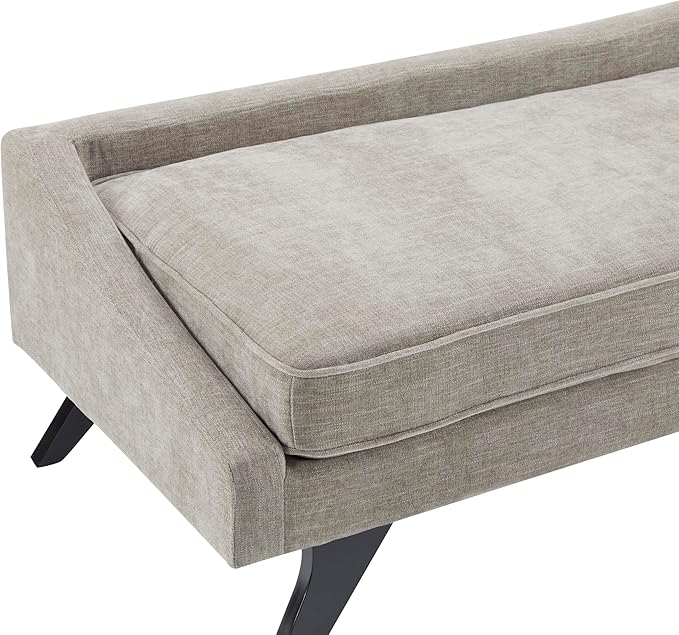 Christopher Knight Home Cagle Upholstered Loveseat Sofa with Splayed Legs, Birch Wood Frame Lounge Chair, Living Room Chaise Lounge Chair Indoor, Soft Lounge Sofa with Rolled Accent Pillow, Khaki