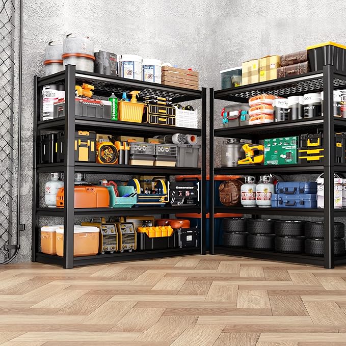 72" H Garage Shelving Heavy Duty Storage Shelves, Adjustable Metal Shelving Unit, Utility Garage Organizer Shelf for Basement, Pantry, Kitchen, Warehouse, Supermarket, 59" W x 19.7" D x 72" H