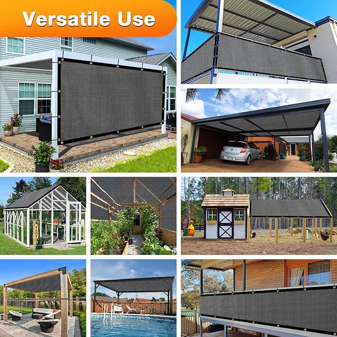Artpuch Outdoor Pergola Shade Cover 14x18 FT Sun Shade Cloth with Grommets Dark Grey 90% UV Protection Canopy Patio Privacy Screen (Customized Available)