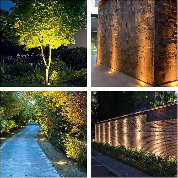 JESLED Outdoor Landscape Lights, 6W LED In Ground Well Lights, 12V 24V 3000K Warm White, IP67 Waterproof Low Voltage Landscaping Spotlight for Driveway Deck Step Yard Fence Garden Pathway (6 Pack)