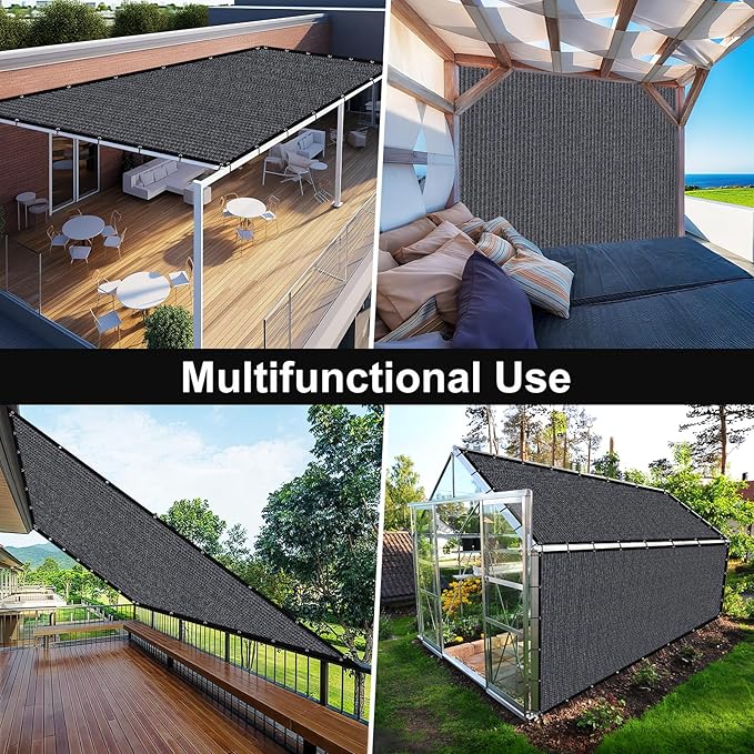 Artpuch 90% Sun Shade Cloth, 6 x 16 FT Pergola Shade Cover Canopy with Grommets, Sun Screen Fabric Tarp for Patio, Outdoor, Garden, Backyard, Dark Grey