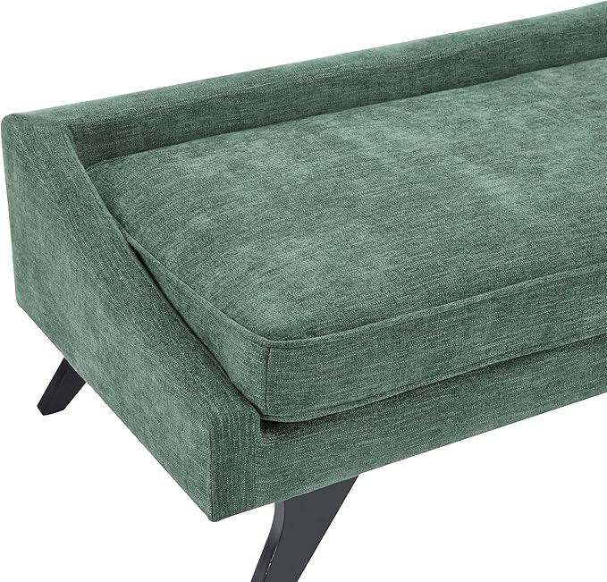Christopher Knight Home Cagle Upholstered Loveseat Sofa with Splayed Legs, Birch Wood Frame Lounge Chair, Living Room Chaise Lounge Chair Indoor, Soft Lounge Sofa with Rolled Accent Pillow, Green