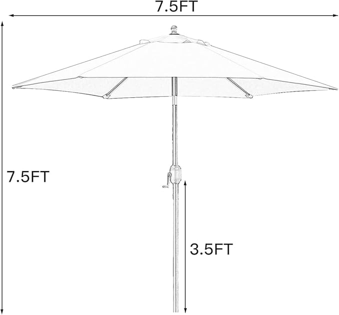 Sunnyglade 7.5' Patio Umbrella Outdoor Table Market Umbrella with Push Button Tilt/Crank, 6 Ribs (Navy Blue)