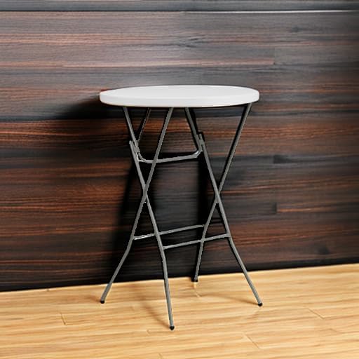Flash Furniture 32" Round Folding Bar Height Tables for Parties and Commercial Events, Indoor/Outdoor Plastic Bar Height Folding Tables, Set of 4, White