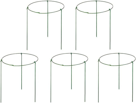 Hanobo 5 Pack Garden Plant Support Rings for Potted Plant, 6" Wide x 11" High, 3 Legs