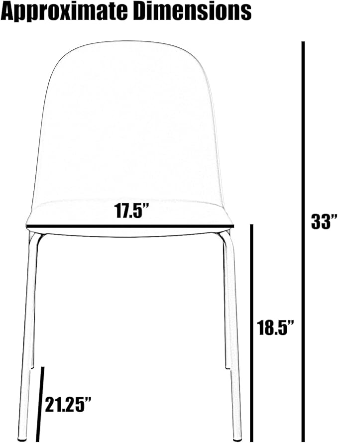 2xhome Modern Stackable Armless Dining Chair | Plastic Shell Seat with Metal Legs | Indoor or Outdoor Use | Home Kitchen Patio (4, Black, No Padding)