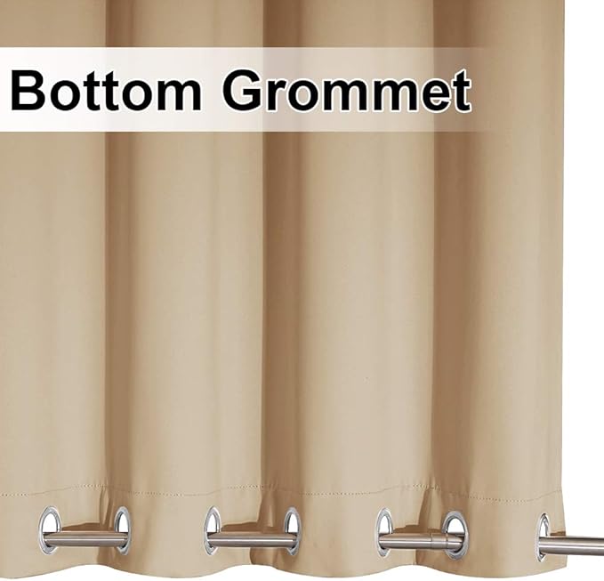 NICETOWN Outdoor Curtain for Patio Waterproof, Sunlight Block Rustproof Grommet Top and Bottom Windbreak, Thick Enough Protect You from Sun/Rain for Deck, Biscotti Beige, 52 Wide x 108 Long, 1 Piece