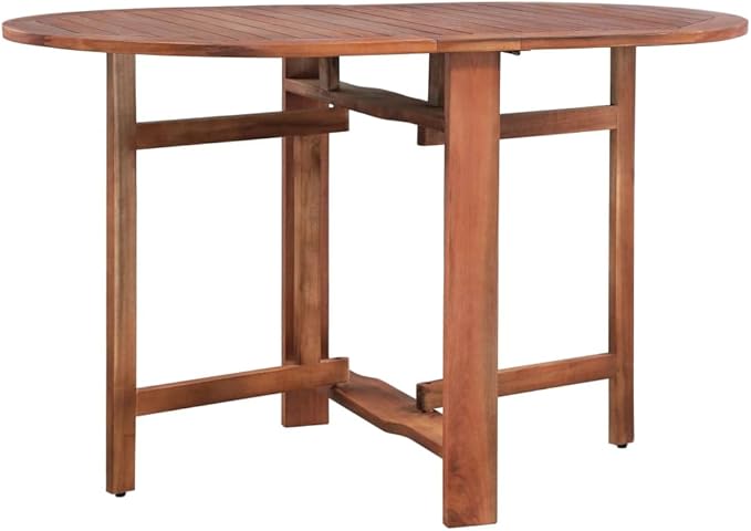 vidaXL Oval Acacia Wood Patio Dining Table - Foldable, Weather-Resistant, 47.2" x 27.6"x 29.1", Rustic Charm for Garden, Deck, Kitchen