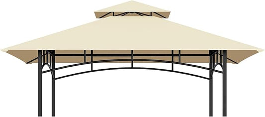 Grill Gazebo Replacement Top, 5 * 8 Outdoor BBQ Top Cover, Double Layer BBQ Gazebo Top Canopy for Model #L-GG001PST-F(Beige)