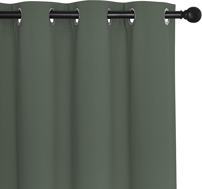 NICETOWN Room Darkening Short Curtain 54 inches Long for Living Room, Grommet Sound Reducing Thermal Insulated Curtains for Bedroom Nursery Window, 46W x 54L, 1 Piece, Dark Mallard