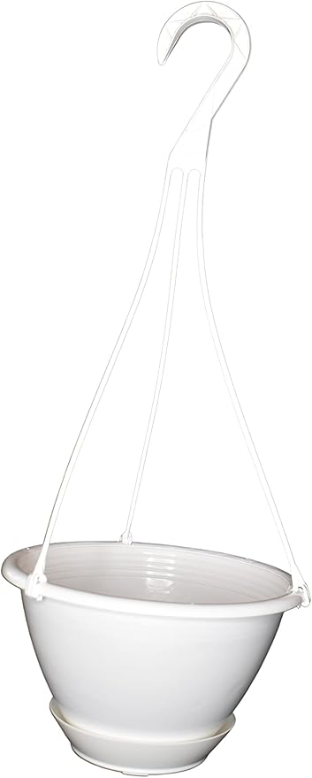8'' White Plastic Hanging Basket with Saucer by Koba (5)