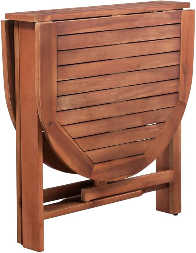 vidaXL Oval Acacia Wood Patio Dining Table - Foldable, Weather-Resistant, 47.2" x 27.6"x 29.1", Rustic Charm for Garden, Deck, Kitchen