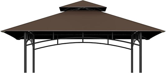 Grill Gazebo Replacement Top, 5 * 8 Outdoor BBQ Top Cover, Double Layer BBQ Gazebo Top Canopy for Model #L-GG001PST-F (Brown)