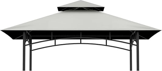 Grill Gazebo Replacement Top, 5 * 8 Outdoor BBQ Top Cover, Double Layer BBQ Gazebo Top Canopy for Model #L-GG001PST-F (Gray)