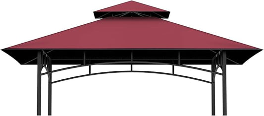 Grill Gazebo Replacement Top, 5 * 8 Outdoor BBQ Top Cover, Double Layer BBQ Gazebo Top Canopy for Model #L-GG001PST-F (Burgundy)