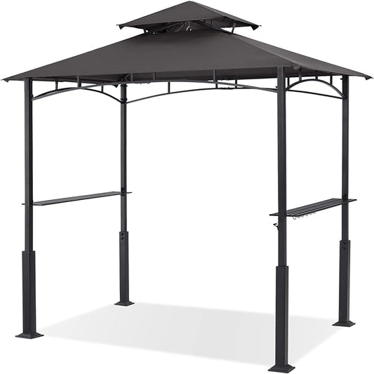 ABCCANOPY 8x5 Grill Gazebo - Outdoor BBQ Canopy Shelter with Led Light for Patio Backyard Grilling (Dark Grey)