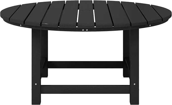 WestinTrends Malibu Low Outdoor HDPE Round Patio Coffee Table, Black